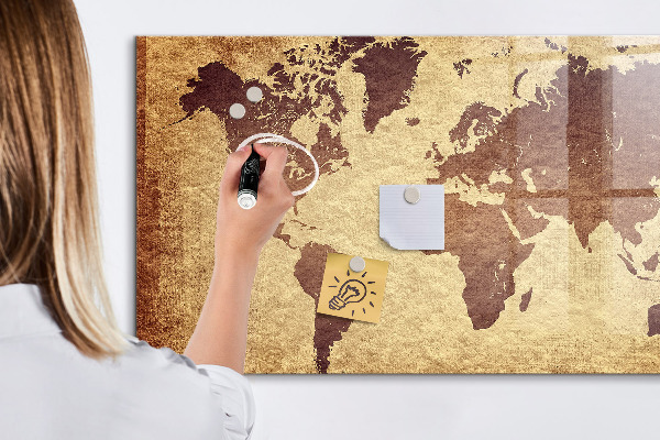 Tableau effaçable magnétique Carte du monde avec emplacements de photos