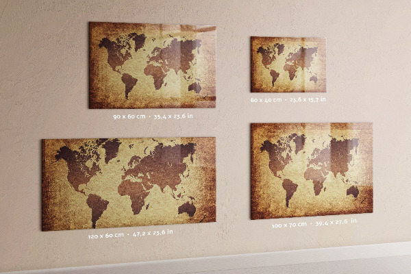 Tableau effaçable magnétique Carte du monde avec emplacements de photos