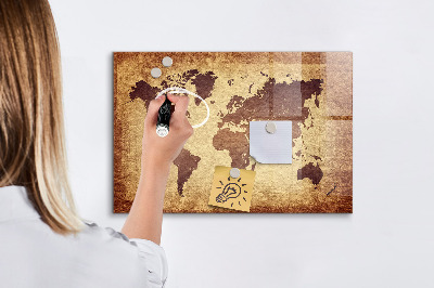 Tableau effaçable magnétique Carte du monde avec emplacements de photos