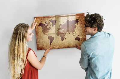 Tableau effaçable magnétique Carte du monde avec emplacements de photos
