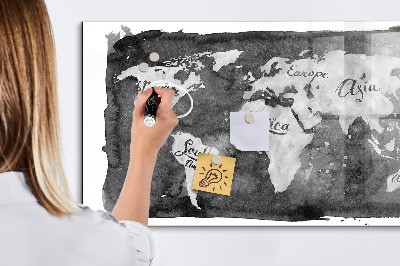 Tableau magnétique effaçable Carte du monde avec emplacements de photos