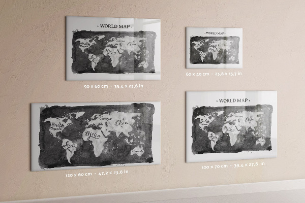 Tableau magnétique effaçable Carte du monde avec emplacements de photos