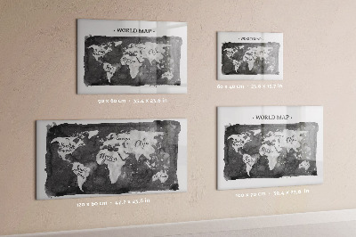 Tableau magnétique effaçable Carte du monde avec emplacements de photos