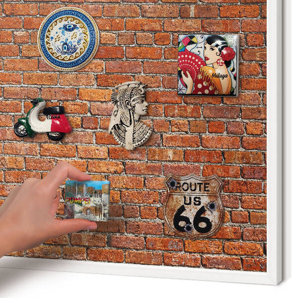 Tableau mural pour aimants dans un cadre noir Motif brique