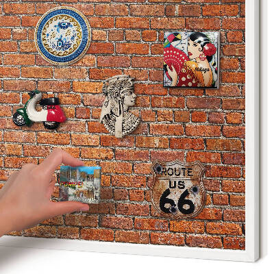 Tableau mural pour aimants dans un cadre noir Motif brique