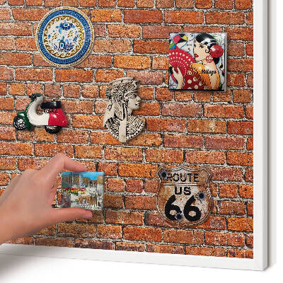 Tableau mural pour aimants dans un cadre noir Motif brique