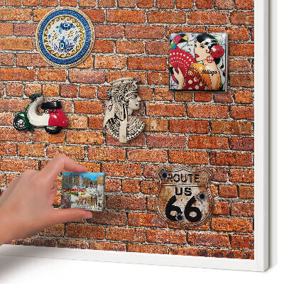 Tableau mural pour aimants dans un cadre noir Motif brique
