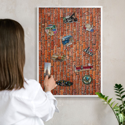 Tableau mural pour aimants dans un cadre noir Motif brique
