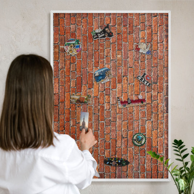 Tableau mural pour aimants dans un cadre noir Motif brique
