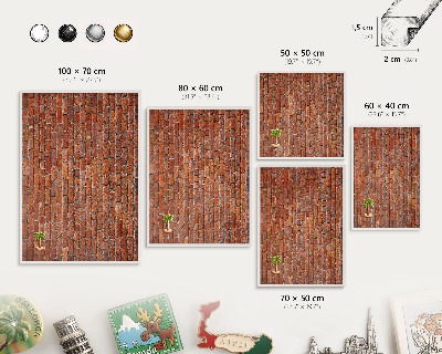 Tableau mural pour aimants dans un cadre noir Motif brique
