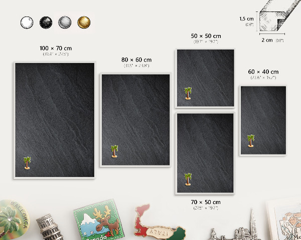 Panneau magnétique décoratif cadre noir Texture grise