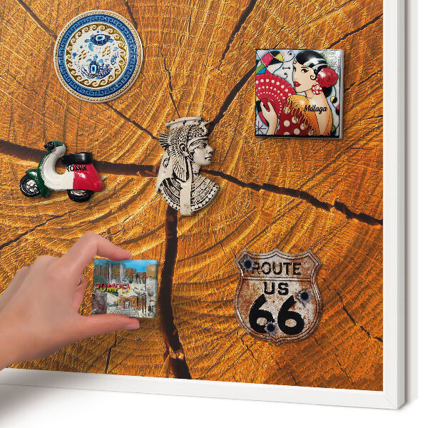 Tableau mural pour aimants dans un cadre noir Grain de bois