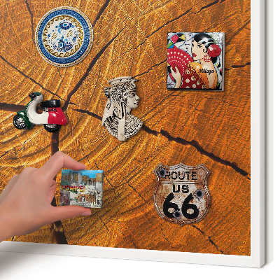Tableau mural pour aimants dans un cadre noir Grain de bois