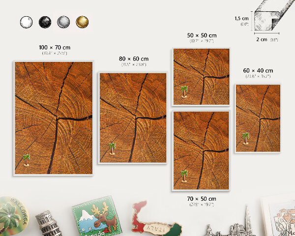Tableau mural pour aimants dans un cadre noir Grain de bois