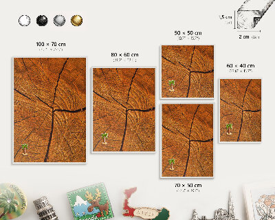 Tableau mural pour aimants dans un cadre noir Grain de bois