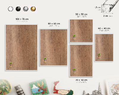 Tableau mural pour aimants dans un cadre noir Texture du bois