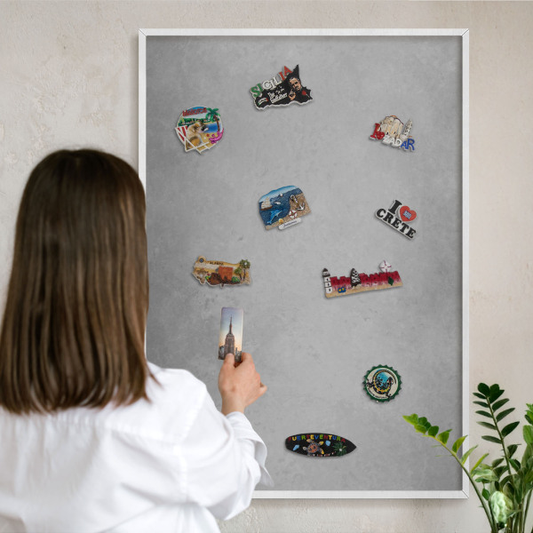 Tableau mural pour aimants dans un cadre noir Brouillard argenté