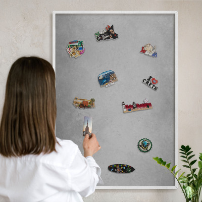Tableau mural pour aimants dans un cadre noir Brouillard argenté