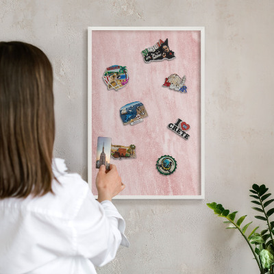 Panneau magnétique décoratif cadre noir Texture rose