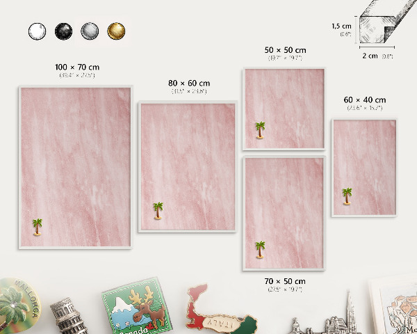 Panneau magnétique décoratif cadre noir Texture rose