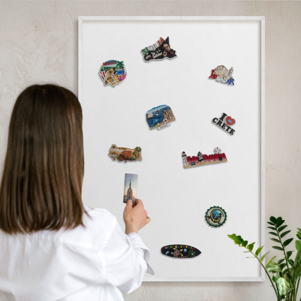 Tableau mural pour aimants dans un cadre noir Blanc pur