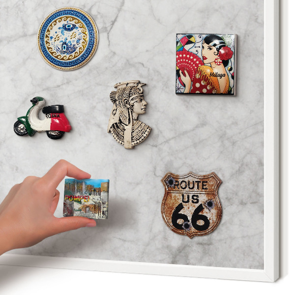 Panneau magnétique décoratif cadre noir Marbre gris