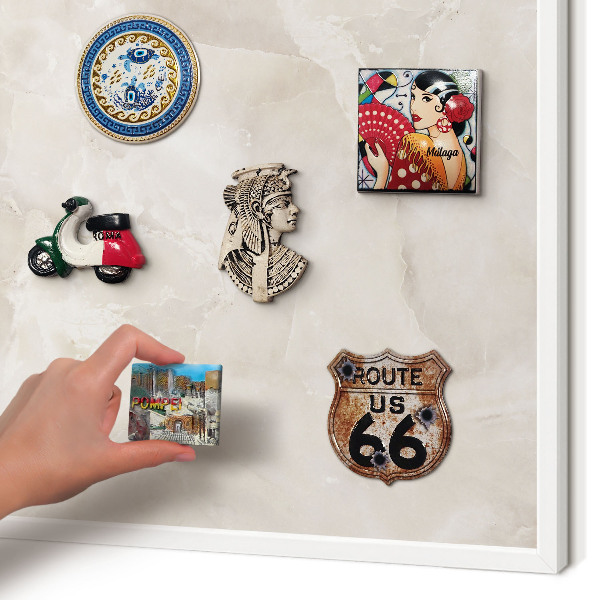 Tableau mural pour aimants dans un cadre noir Marbre beige