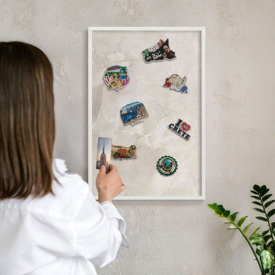 Tableau mural pour aimants dans un cadre noir Marbre beige