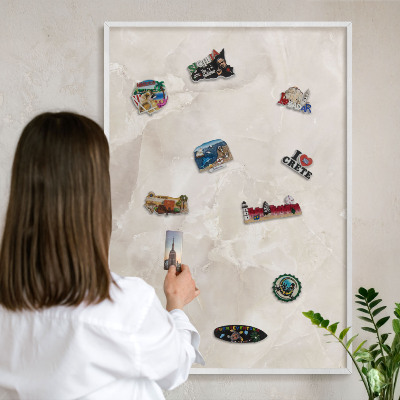 Tableau mural pour aimants dans un cadre noir Marbre beige
