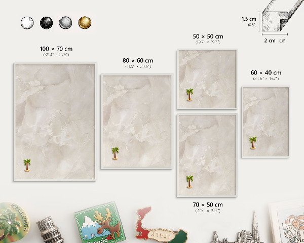 Tableau mural pour aimants dans un cadre noir Marbre beige