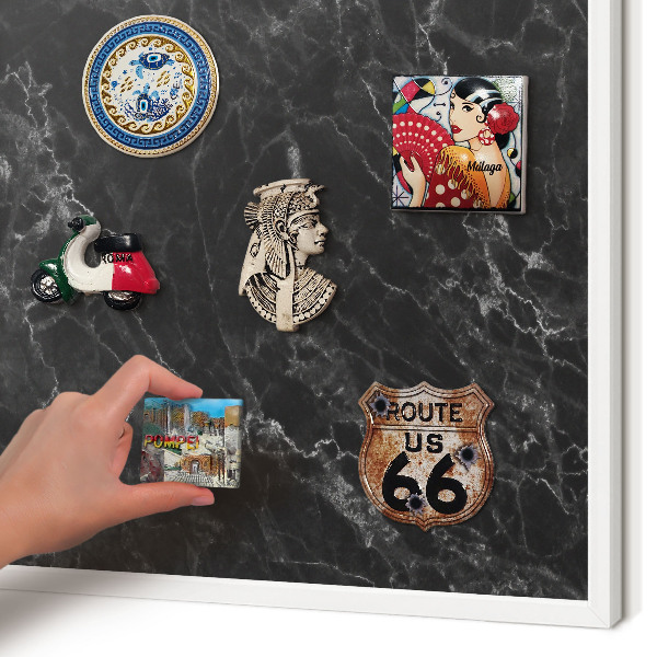 Panneau magnétique décoratif cadre noir Marbre noir