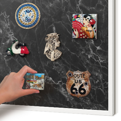 Panneau magnétique décoratif cadre noir Marbre noir