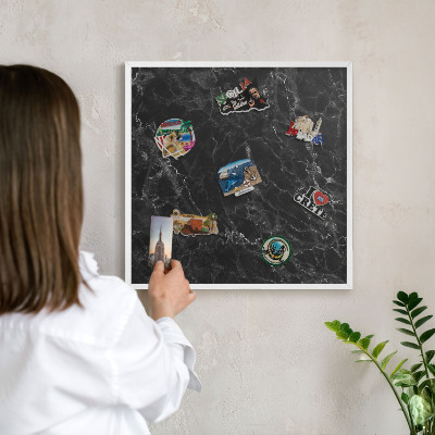 Panneau magnétique décoratif cadre noir Marbre noir
