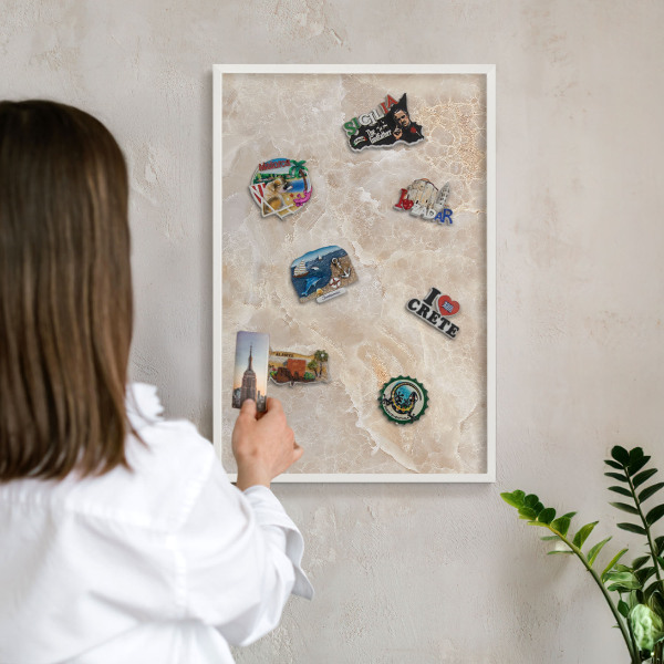 Tableau mural pour aimants dans un cadre noir Marbre crème