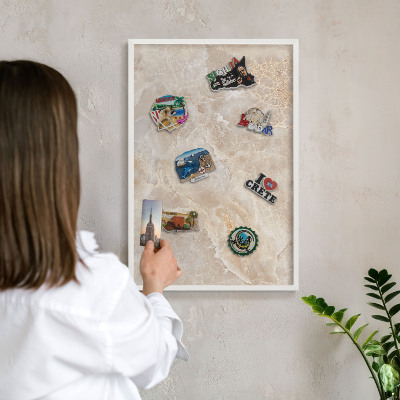 Tableau mural pour aimants dans un cadre noir Marbre crème
