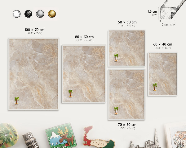 Tableau mural pour aimants dans un cadre noir Marbre crème