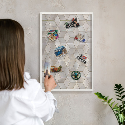 Tableau mural pour aimants dans un cadre noir Fond cubique