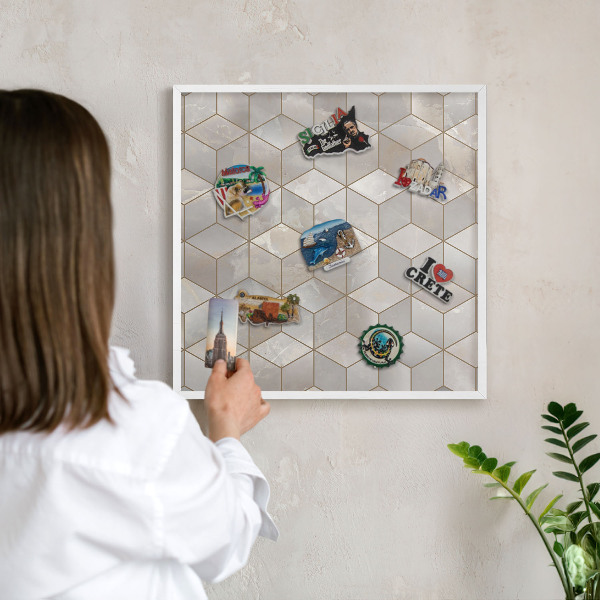 Tableau mural pour aimants dans un cadre noir Fond cubique