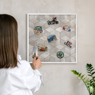 Tableau mural pour aimants dans un cadre noir Fond cubique