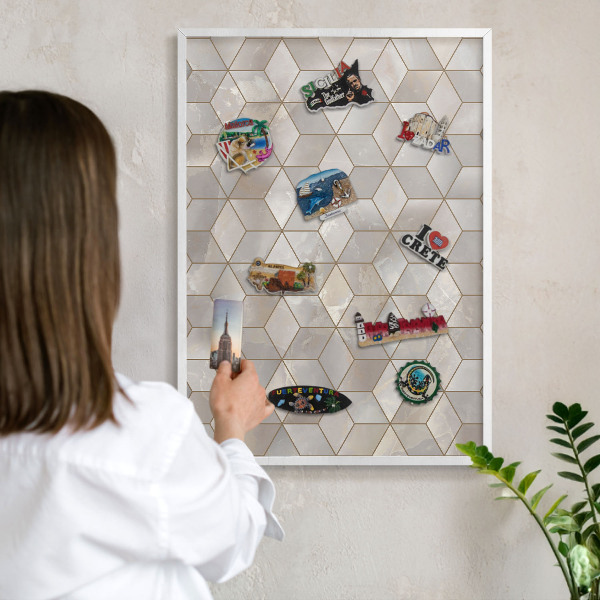 Tableau mural pour aimants dans un cadre noir Fond cubique