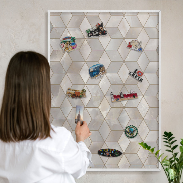 Tableau mural pour aimants dans un cadre noir Fond cubique