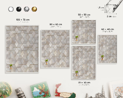 Tableau mural pour aimants dans un cadre noir Fond cubique