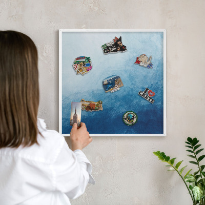 Tableau mural pour aimants dans un cadre noir Abstractions bleues