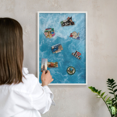 Panneau magnétique décoratif cadre noir Vagues océaniques
