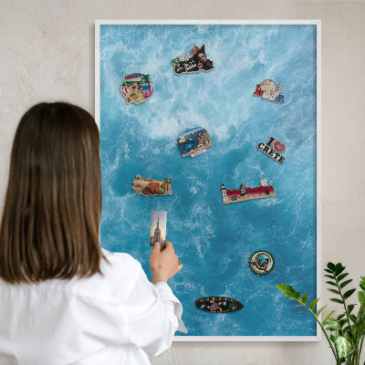 Panneau magnétique décoratif cadre noir Vagues océaniques