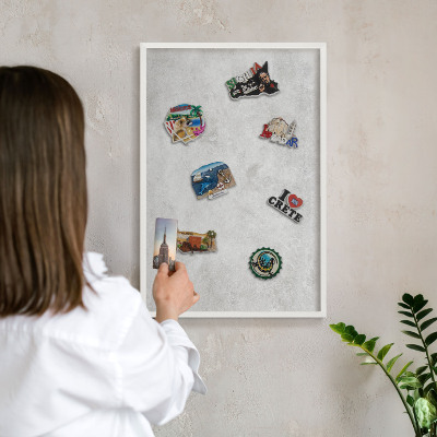 Tableau mural pour aimants dans un cadre noir Élégance grise