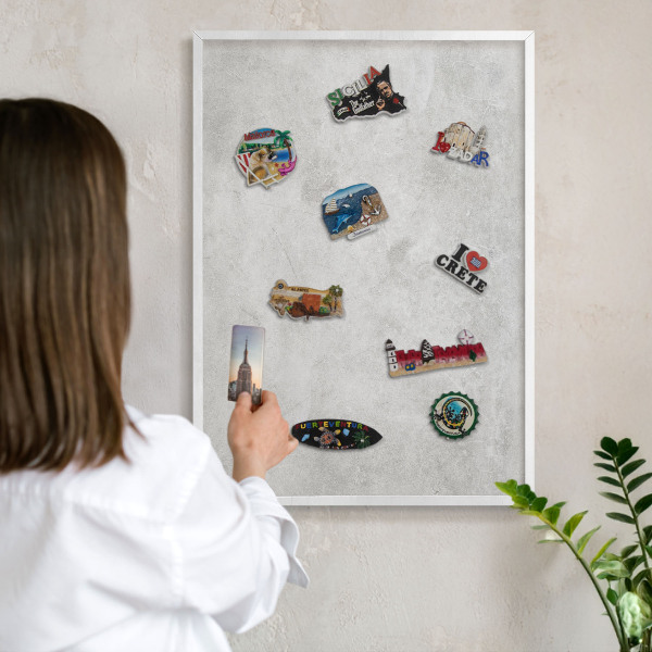 Tableau mural pour aimants dans un cadre noir Élégance grise