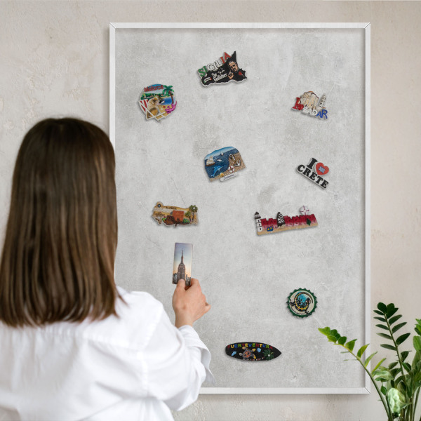 Tableau mural pour aimants dans un cadre noir Élégance grise