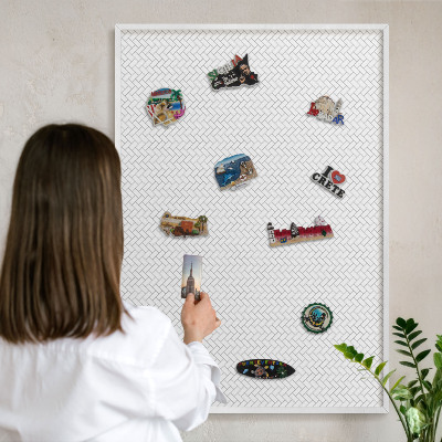 Panneau magnétique décoratif cadre noir Chevrons blancs