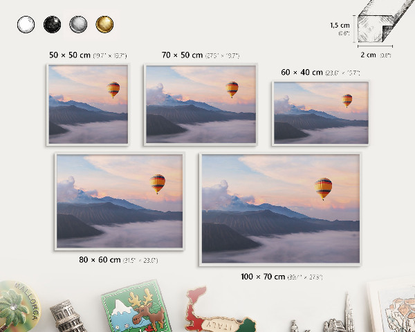 Tableau mural pour aimants dans un cadre noir Voyage dans le ciel